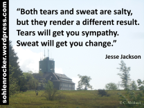 “Both tears and sweat are salty, but they render a different result. Tears will get you sympathy. Sweat will get you change." Jesse Jackson
